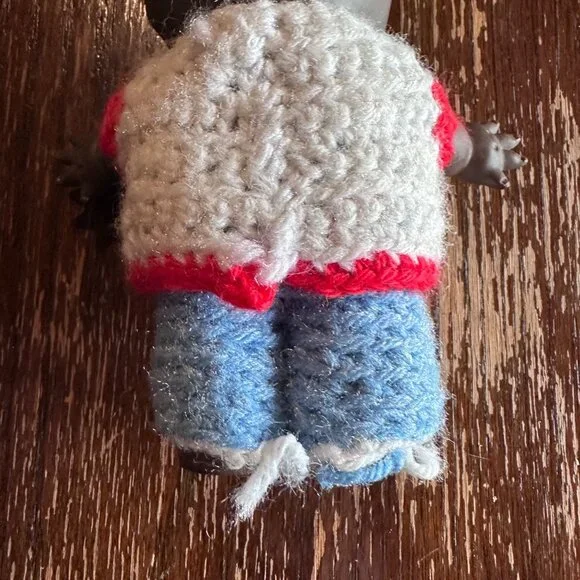 Vintage Kewpie Doll Dark Skin 7.5" Made In Korea W/ Handmade Knit Clothes - Rare - Picture 8 of 10